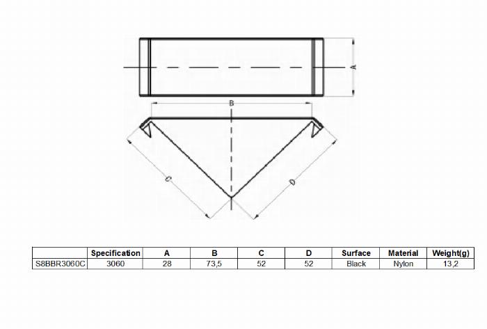 Afdekkap voor beugel 30x60 B-Type gleuf 8