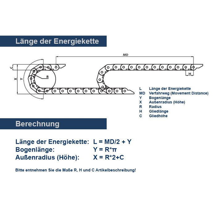 Energiekette CK 20, 1 Beutel (30 Glieder - Länge 1m)