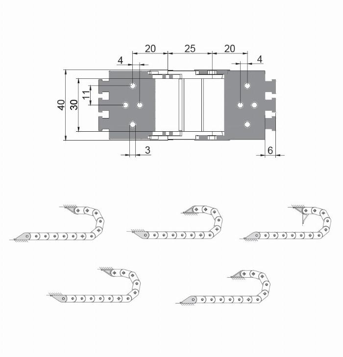 Energiekette CK 15 Breite 30mm, Anschlusselemente (1 Paar)